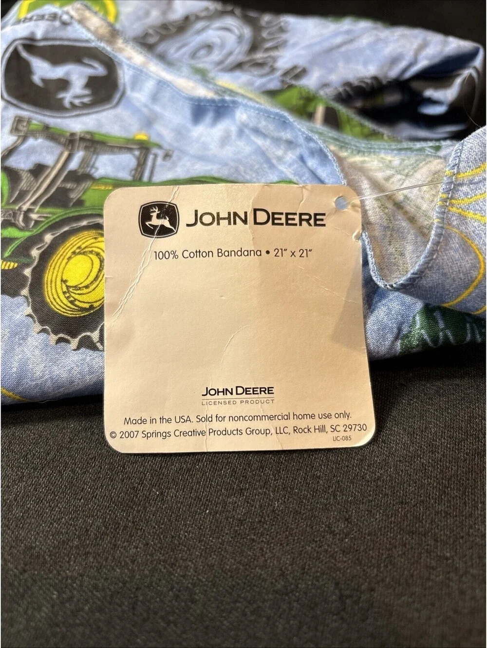 Lot 2 NEW NOS Vintage John Deere Bandana Handkerchief Denim Color USA 21” X 21”